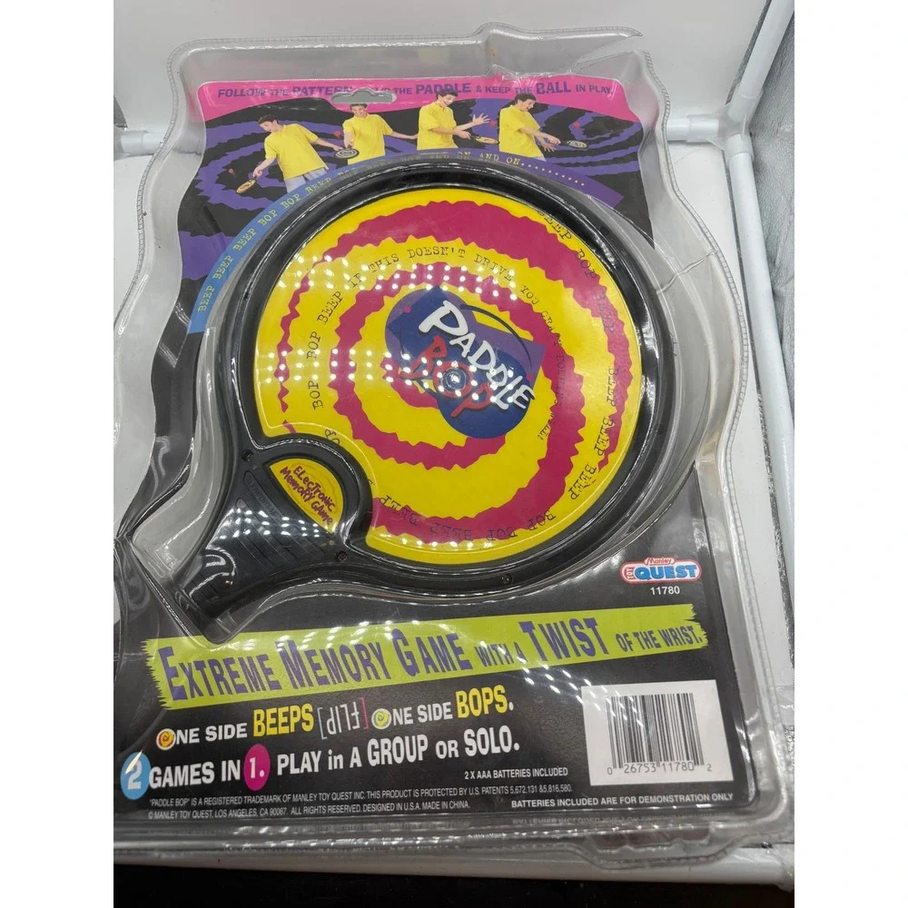 New Rare Vintage 80s 90s Paddle Bop Electronic Memory Game Toy Manley Toy Quest